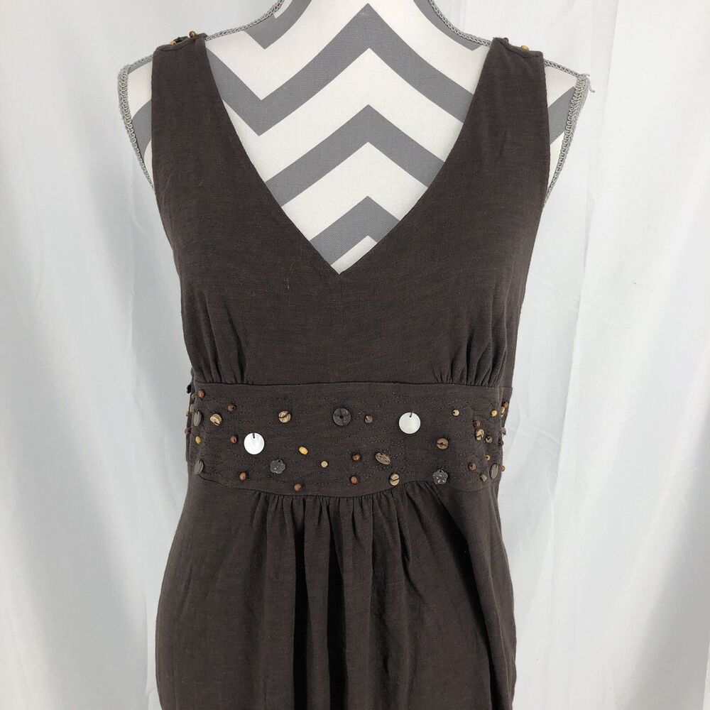 Banana Republic Brown Embellished Beaded Sleeveless Mini Dress 10